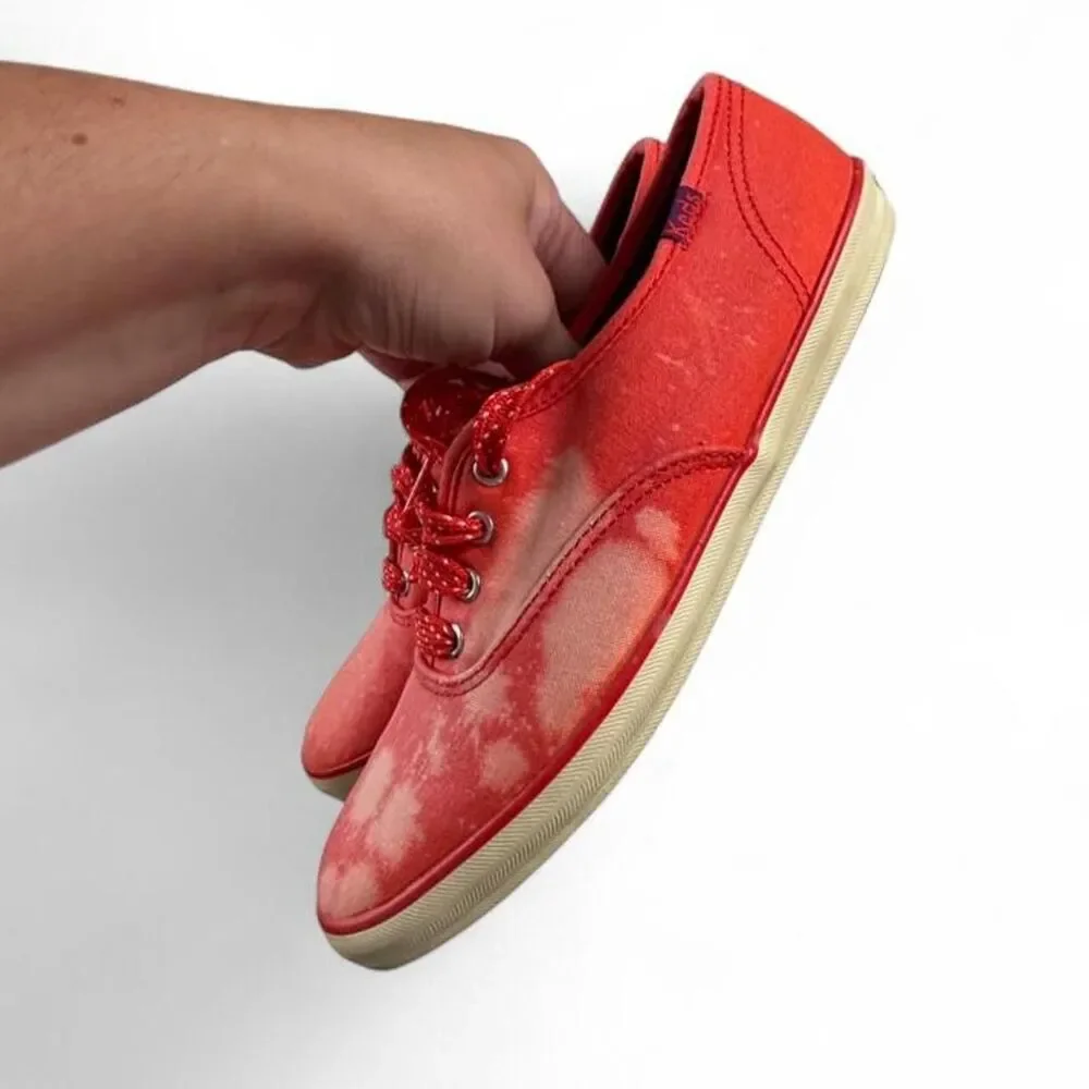 Keds Red Tie Dye Canvas Sneakers Women's Size 7 Low Top Retro Casual Shoes